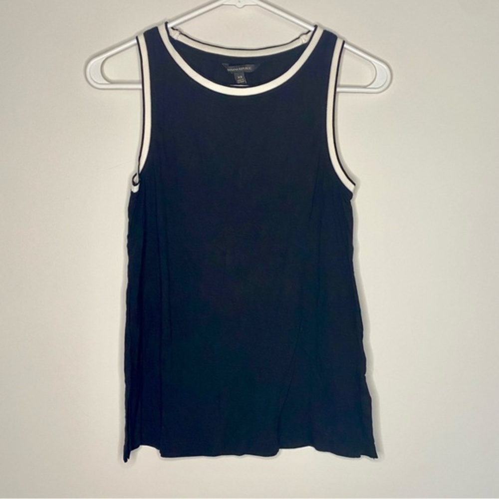 Banana Republic Sleeveless Black White Contrast Trim Tank Top Summer Size XS